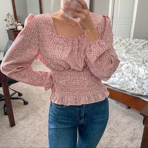 Pink and white blouse